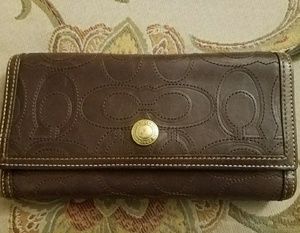 Coach Leather Embossed Trifold Wallet